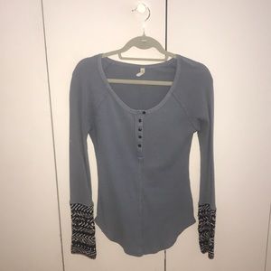 Free People light blue thermal long sleeve shirt